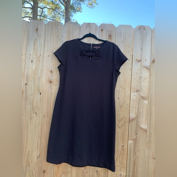 Women's Adrienne Vittadini Dress Size Large Black Sleeveless Y2k Office Zipper - Picture 1 of 6